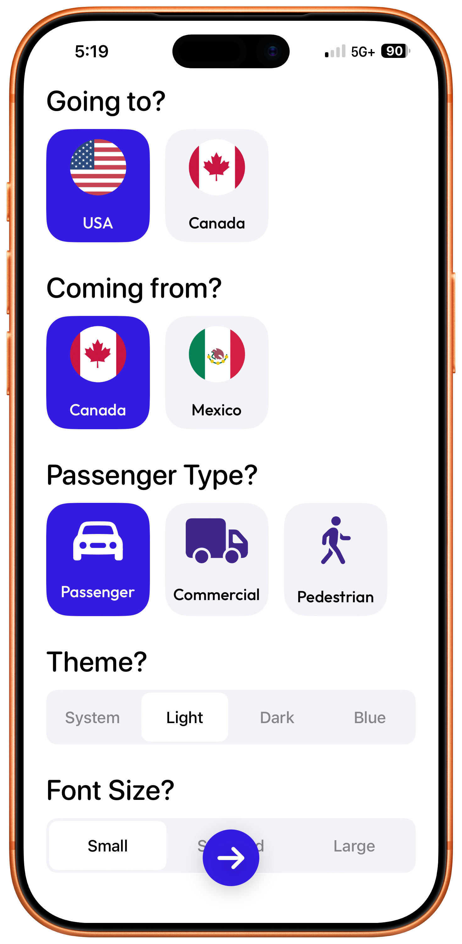 Border Wait app screenshot 1